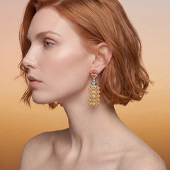 Pineapple Drop Earrings. Lab-Grown Sapphire