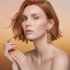 Pineapple Drop Earrings. Lab-Grown Sapphire