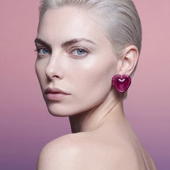 Plum Heart Earrings. Lab-Grown Fruit Gems™