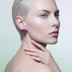 Plum Heart Studs. Lab-Grown Fruit Gems™