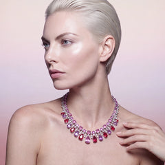 Pomegranate Tutti Frutti Necklace, Faceted. Lab-Grown Ruby