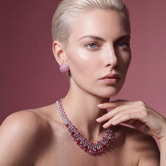 Pomegranate Tutti Frutti Necklace, Faceted. Lab-Grown Ruby