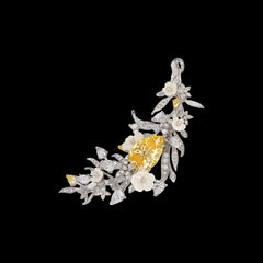 Posie Canary Brooch. Lab-Grown Simulated Diamond