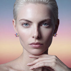 Rainbow Lily Studs. Lab-Grown Spinel