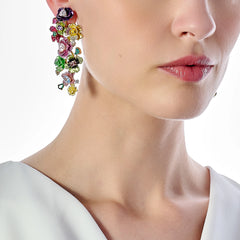 Rainbow Rose Chandelier Earrings