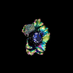 Rainbow Sapphire Poppy Brooch