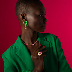 Emerald Bardot Bow Earrings