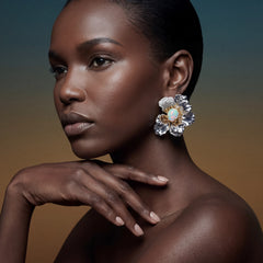 Roi De La Lune Earrings. Lab-Grown Opal