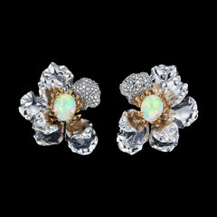 Roi De La Lune Earrings. Lab-Grown Opal