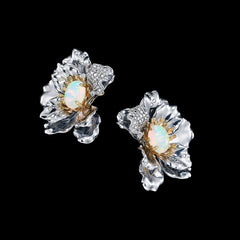 Roi De La Lune Earrings. Lab-Grown Opal