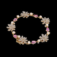 Rose Sapphire Daisy Diamond Bracelet