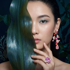 Rose Triteia Earrings. Lab-Grown Sapphire