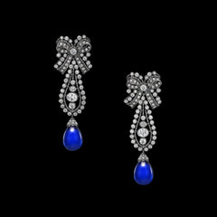 Royal Blue Dentelle Bow Earrings