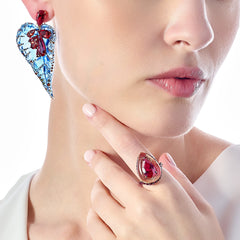 Ruby Blue Spirulina Begonia Earrings
