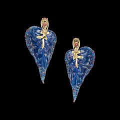 Ruby Blue Spirulina Begonia Earrings