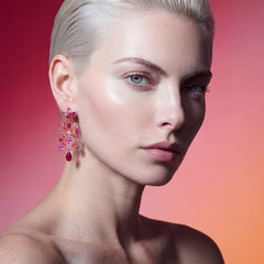 Ruby Chandelier Earrings. Lab-Grown Ruby
