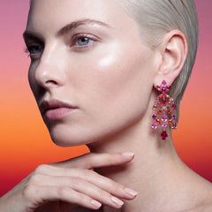 Ruby Chandelier Earrings. Lab-Grown Ruby