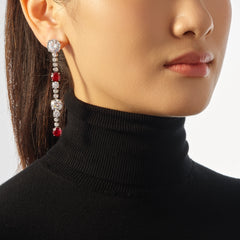 Ruby Garden & Time Morse Code Earrings