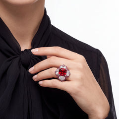 Ruby Lotus Ring. Lab-Grown Ruby