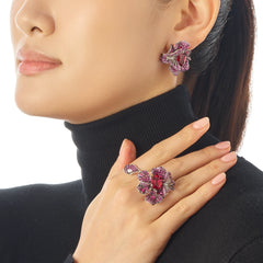 Ruby Peony Earrings