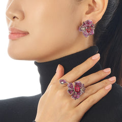 Ruby Peony Earrings