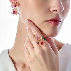 Ruby Petunia Drop Earrings