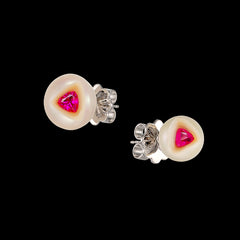 Ruby Snow White Earrings. Lab-Grown Ruby