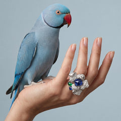 Sapphire Blossom Ring. Lab-Grown Sapphire