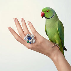 Sapphire Blossom Ring. Lab-Grown Sapphire