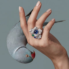 Sapphire Blossom Ring. Lab-Grown Sapphire