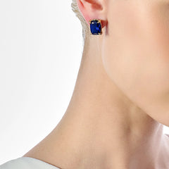 Sapphire Cushion Wing Studs