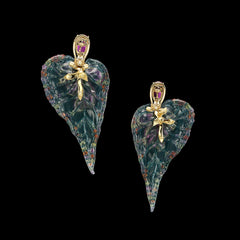 Sapphire Spirulina Begonia Earrings