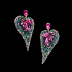 Sapphire Spirulina Begonia Earrings