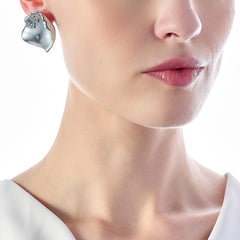 Silver Smoke Rosa Petal Studs