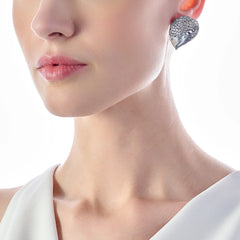 Silver Smoke Rosa Petal Studs