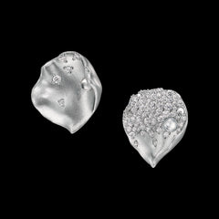 Silver Smoke Rosa Petal Studs