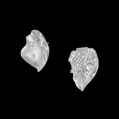 Silver Smoke Rosa Petal Studs