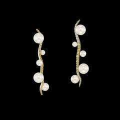 Snowflower Blades of Grass Earrings