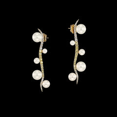 Snowflower Blades of Grass Earrings