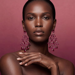 Ruby Celestial Cascade Earrings. Lab-Grown Ruby
