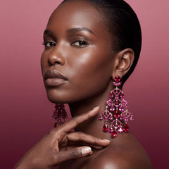 Ruby Celestial Cascade Earrings. Lab-Grown Ruby