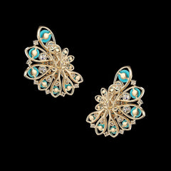 Turquoise Diamond Pinecone Earrings. Lab-Grown Turquoise