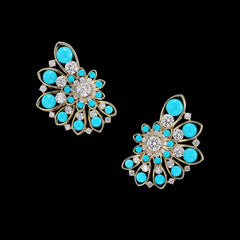 Turquoise Diamond Pinecone Earrings. Lab-Grown Turquoise