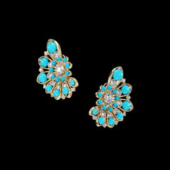 Turquoise Diamond Pinecone Earrings. Lab-Grown Turquoise