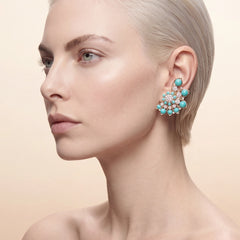 Turquoise Diamond Pinecone Earrings. Lab-Grown Turquoise