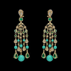 Turquoise Emerald Raindrop Earrings