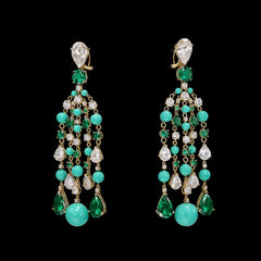 Turquoise Emerald Raindrop Earrings