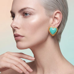 Turquoise Heart Earrings. Lab-Grown Turquoise