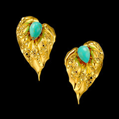 Turquoise Poison Ivy Earrings. Lab-Grown Turquoise