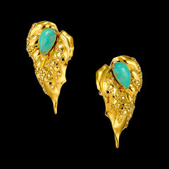 Turquoise Poison Ivy Earrings. Lab-Grown Turquoise